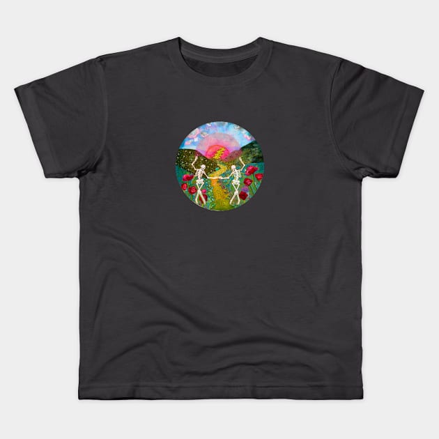 Dead Love with smaller circle Kids T-Shirt by karenpaytonart